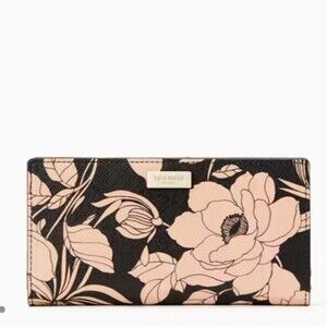 Kate Spade Laurel Way Gardenia Stacy Wallet Black Blush Pink